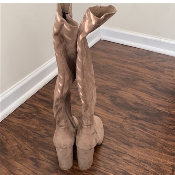 Madden Girl Klash Tan Knee Heeled Boots Size 7 - Picture 9 of 9